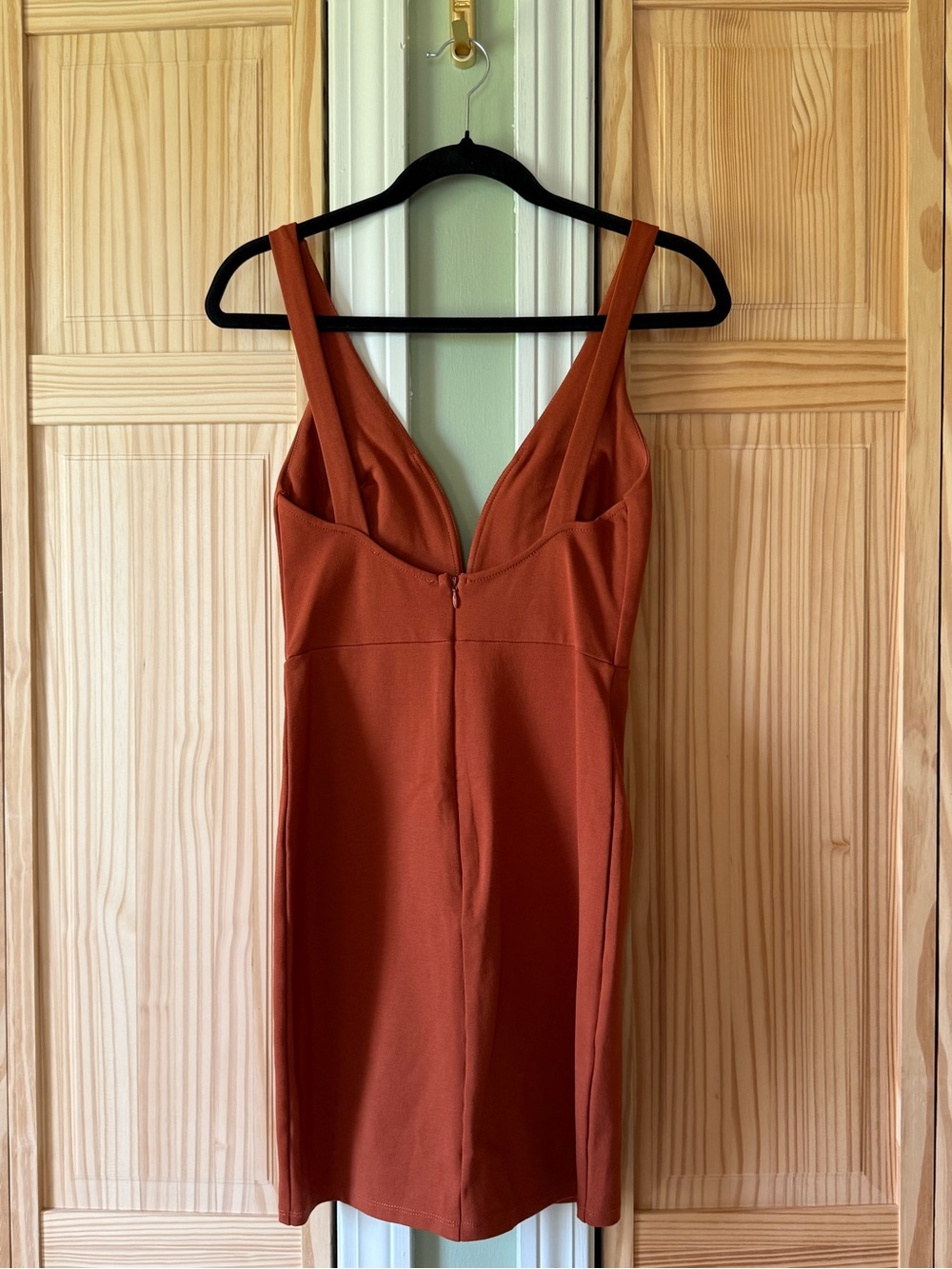 Lulu's Rust Deep V Bodycon Mini Dress - Picture 3 of 6